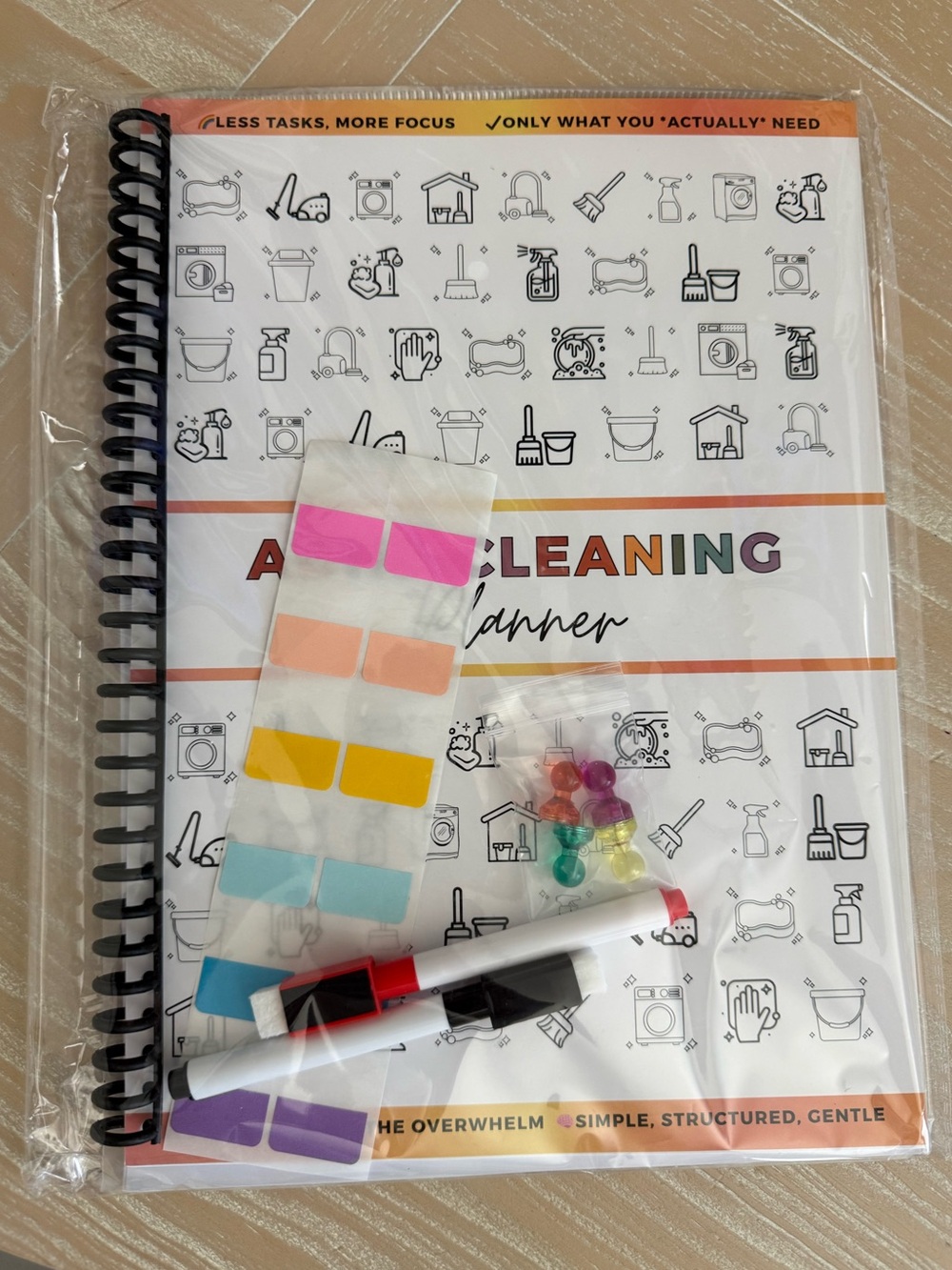ADHD Cleaning Planners|3 Spiral Notebooks - White with Multicolor Tabs + markers - Picture 2 of 12